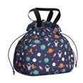 thumbnail image 1 of Astronaut and Earth Blue Pattern Drawstring Insulated Lunch Bag for Women, Stain-Resistant Large Lunch Tote with Multi-Pockets for Work Office, 1 of 6