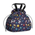 thumbnail image 1 of Astronaut and Flag Blue Pattern Drawstring Insulated Lunch Bag for Women, Stain-Resistant Large Lunch Tote with Multi-Pockets for Work Office, 1 of 6
