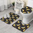 thumbnail image 1 of Astronaut and Moon Black Pattern 3 Piece Bathroom Rug Set, Non Slip Absorbent Bath Mats with U-Shaped Contour Rug and Toilet Lid Cover, 1 of 4