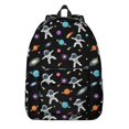 thumbnail image 1 of Astronaut and Planet Black Pattern Backpack for School, Cute School Bag with Adjustable Shoulder Straps and Padded Back, 15.7"x11.8"x5.5", 1 of 5