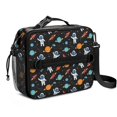 thumbnail image 1 of Astronaut and Planet Black Pattern Insulated Lunch Bag with Shoulder Strap and Bottle Holder,Bento School Lunch Bag Box,11x9.5x3.5 Inches, 1 of 5