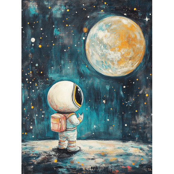 Astronaut and Planet Canvas Painting Suitable for Living Room Bedroom Office Dorm Room and Gallery Wall Decor.