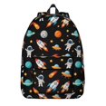 thumbnail image 1 of Astronaut and Rocket Black Pattern Backpack for School, Cute School Bag with Adjustable Shoulder Straps and Padded Back, 15.7"x11.8"x5.5", 1 of 5