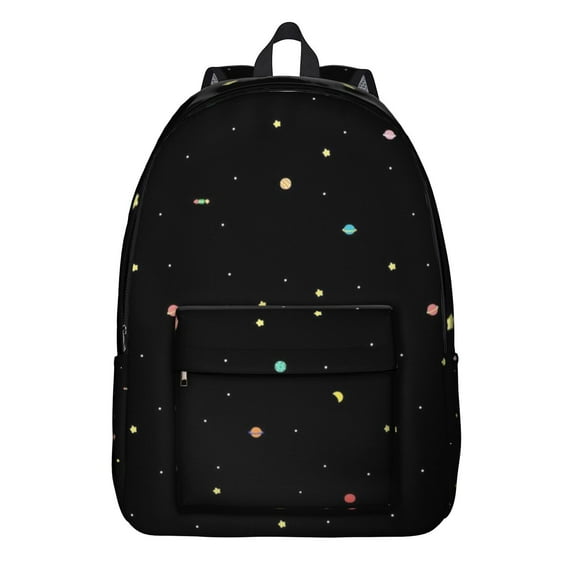 Astronaut and Rocket Galaxy Backpack for Teens, Nebula Outer Space Planet Moon Stars Print, Sci-Fi Star Daypack