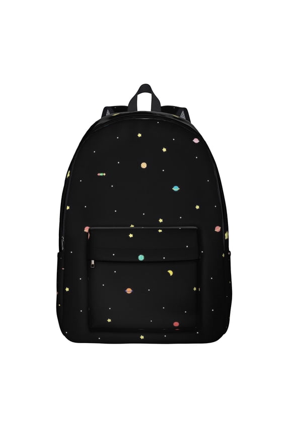 Astronaut and Rocket Galaxy Backpack for Teens, Nebula Outer Space Planet Moon Stars Print, Sci-Fi Star Daypack