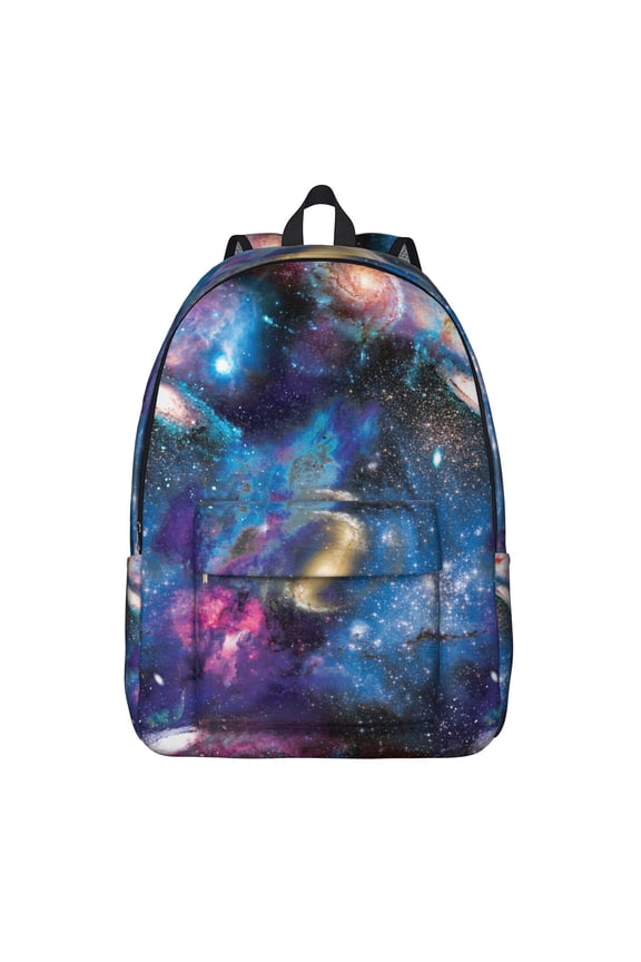 Astronaut and Rocket Galaxy Backpack for Teens, Nebula Outer Space Planet Moon Stars Print, Sci-Fi Star Daypack