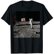Astronaut and US Flag on Lunar Surface Apollo Moon Landing T-Shirt