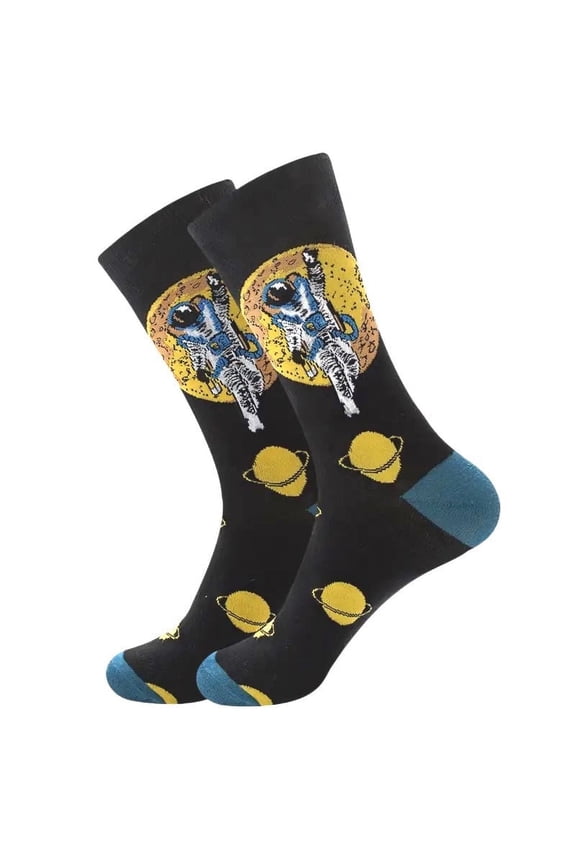 Astronaut by the Moon Socks from the Sock Panda (Adult Large - Men's Shoe Sizes 8-12)