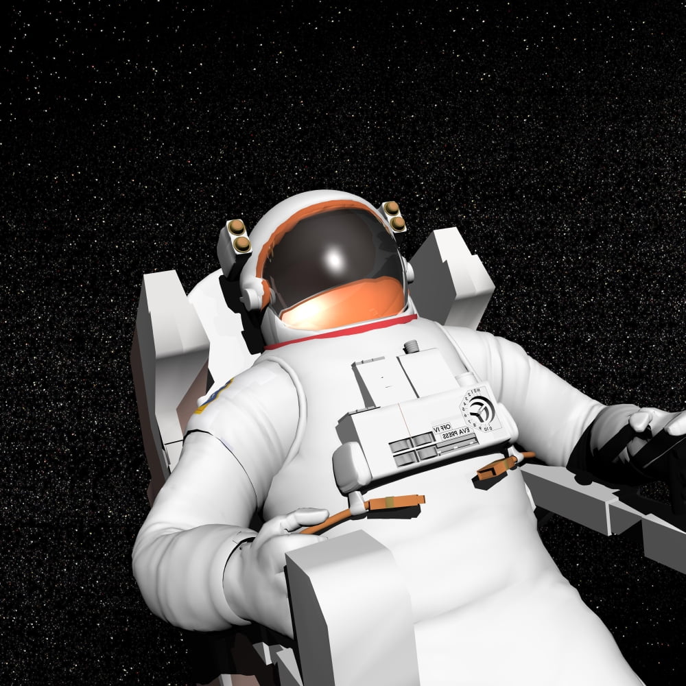 Astronaut floating alone in the dark space surrounded with stars Canvas Art - Elena DuvernayStocktrek Images (29 x 29)
