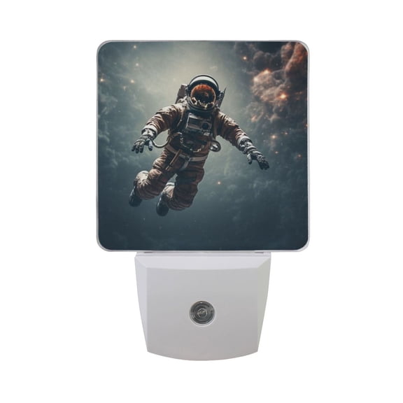 Astronaut in Nebula Night Light 2 Pack LED Nightlight Plug into Wall Dusk to Dawn Sensor Soft White