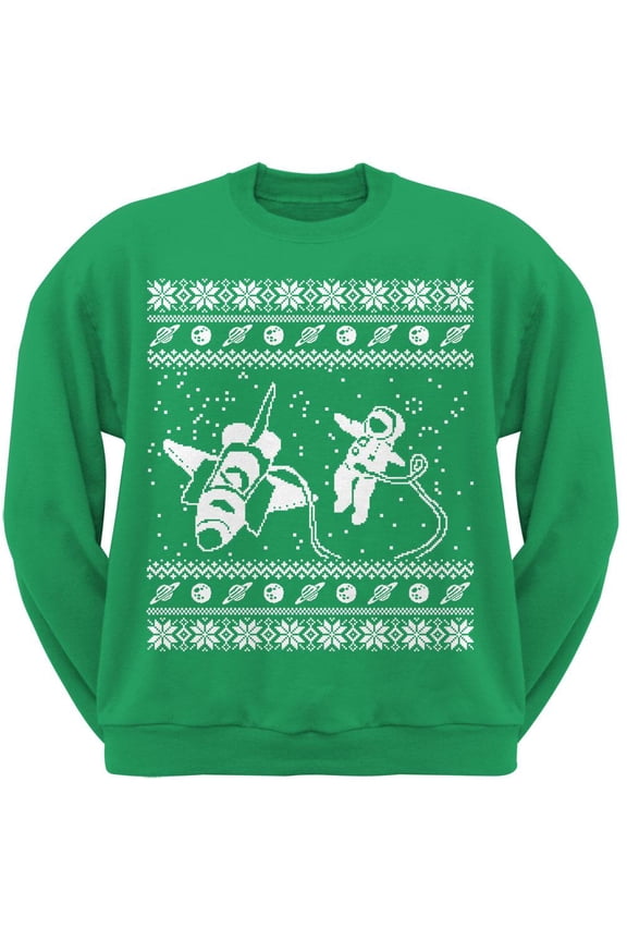 Astronaut in Space Ugly Christmas Sweater Green Sweatshirt