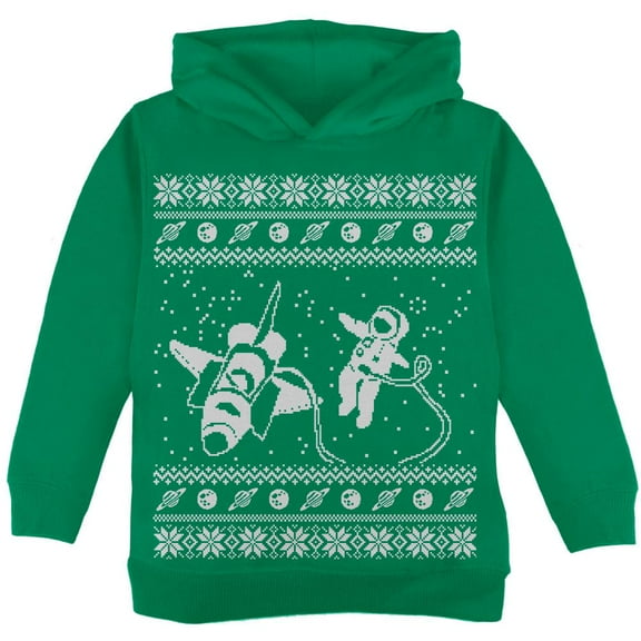 Astronaut in Space Ugly Christmas Sweater Toddler Hoodie Green 2T
