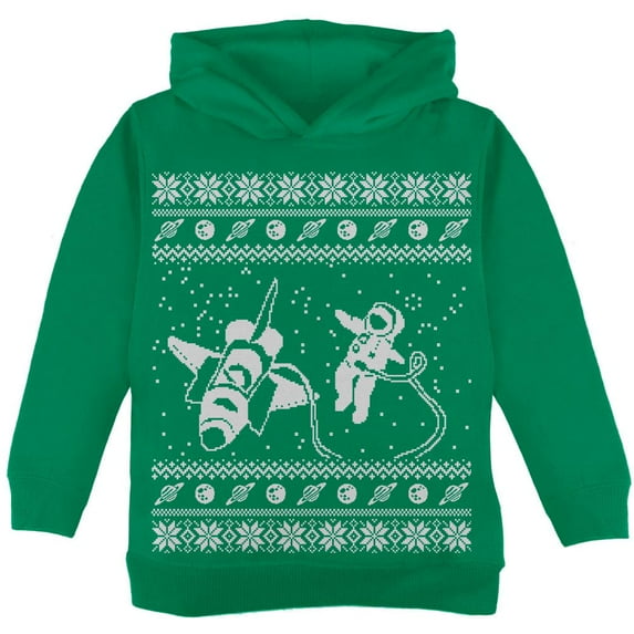 Astronaut in Space Ugly Christmas Sweater Toddler Hoodie Green 4T