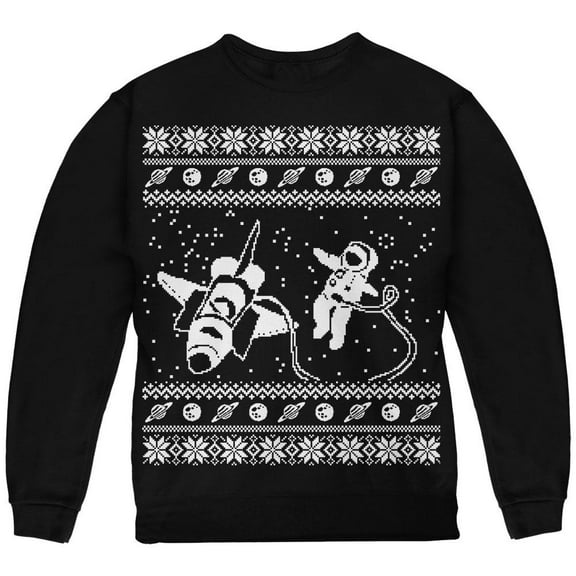 Astronaut in Space Ugly Christmas Sweater Youth Sweatshirt Black YMD