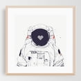 thumbnail image 1 of Astronaut love - Illustration Astronaut Space Modern Art Sci-Fi Minimalist Retro Oak Framed Wall Art Print 16 x 16 inches, 1 of 8