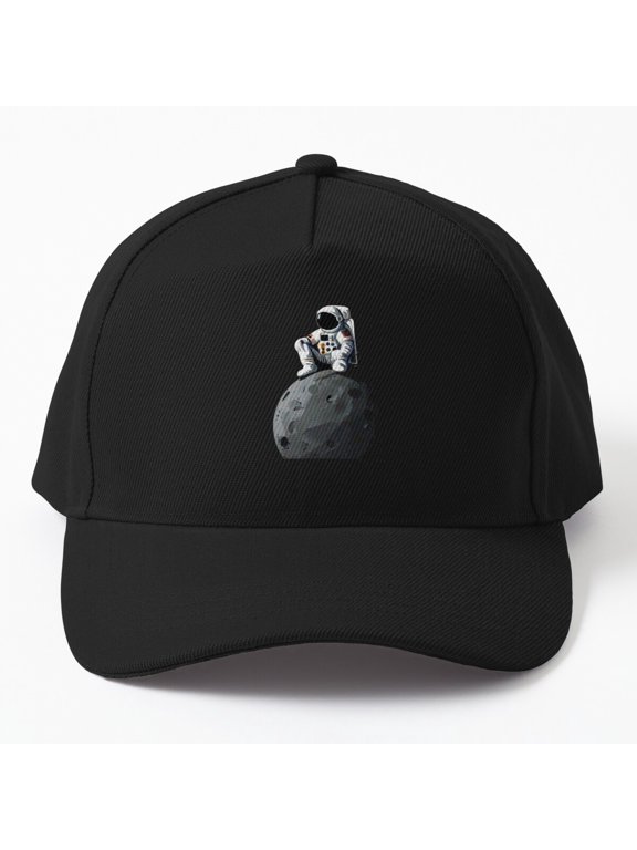 Astronaut on Fading Moon Baseball Cap, Space Explorer Character Scene Design, Classic Hat