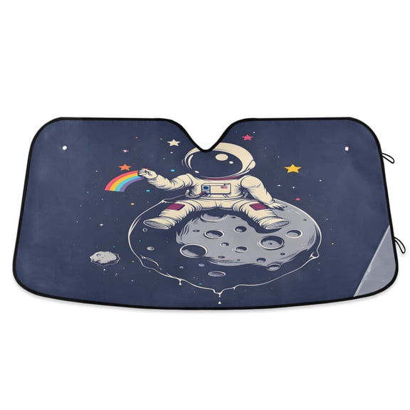 Astronaut on Moon Car Windshield Sun Shade Foldable Car Front Window Visor Heat and UV Protection 53x23.5