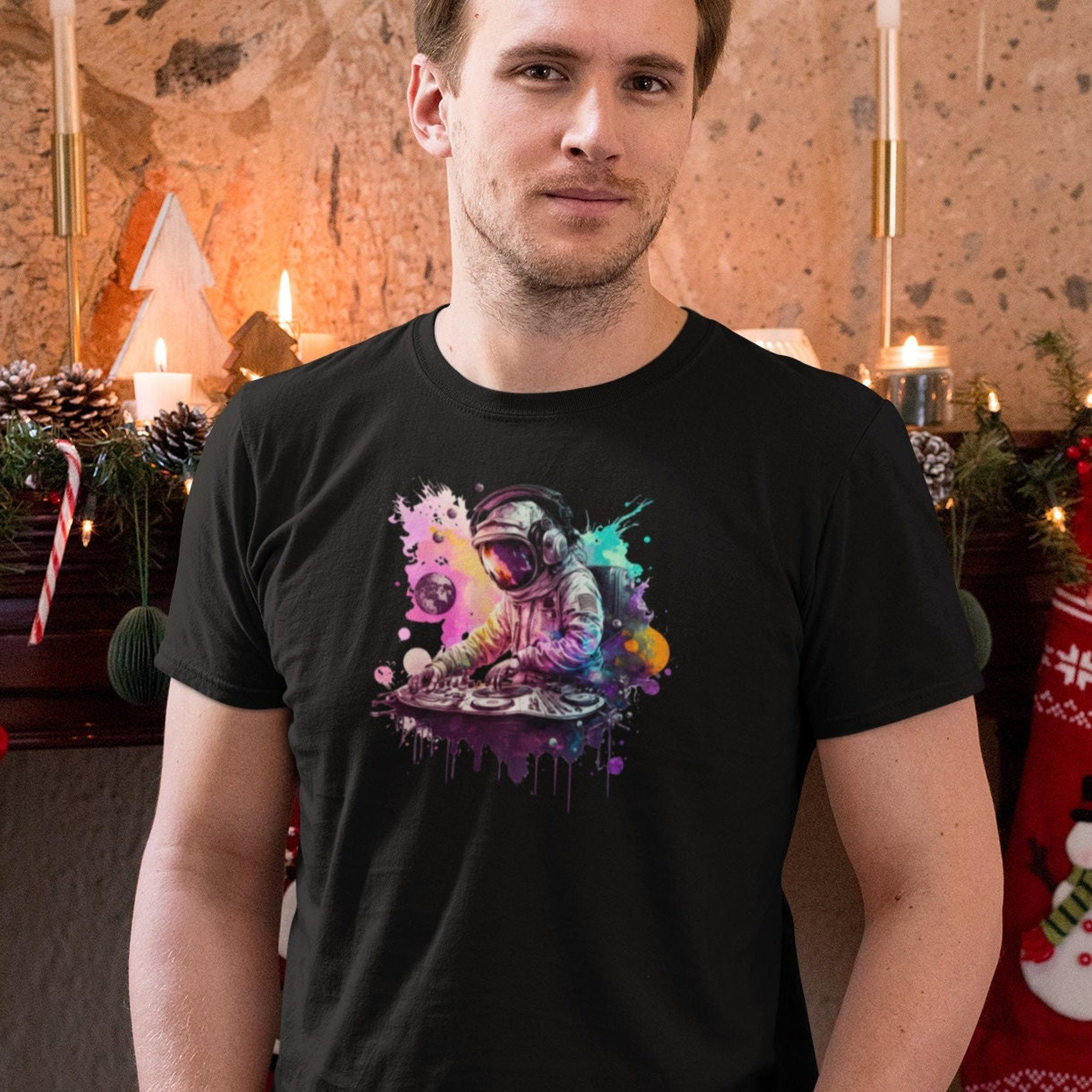 Astronaut techno psytrance DJ tee, rave psychedelic scifi tshirt ...