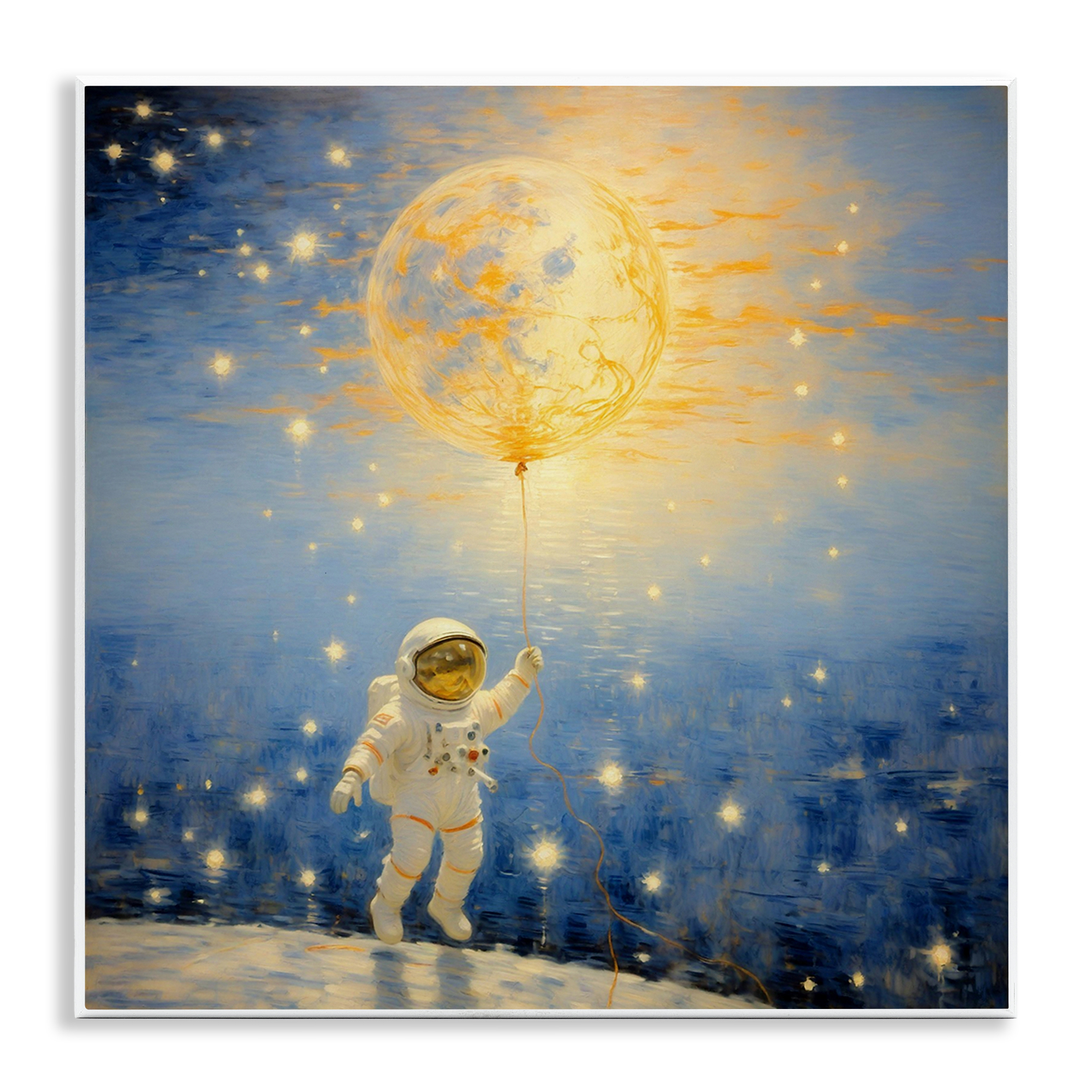 Astronaut with Dreamy Cosmic Balloon Wall Plaque Art, design by Angie Hawke