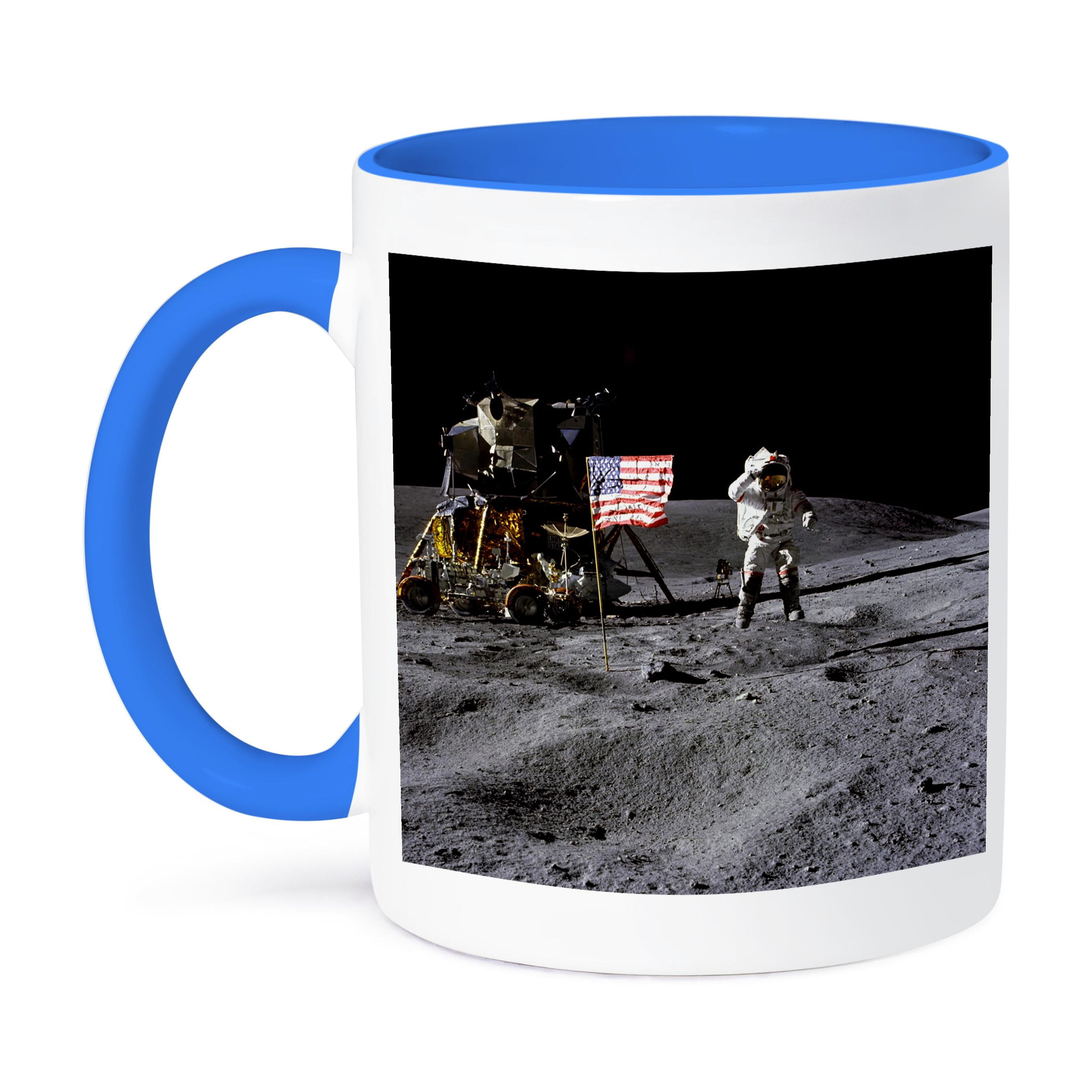 Astronauts And Rockets - Apollo 16 Lunar Landing, 11oz Two-Tone Blue ...