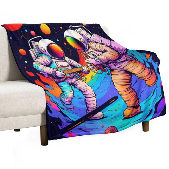 Astronauts Dancing in Space Blanket Soft Cozy Flannel Blanket for man women