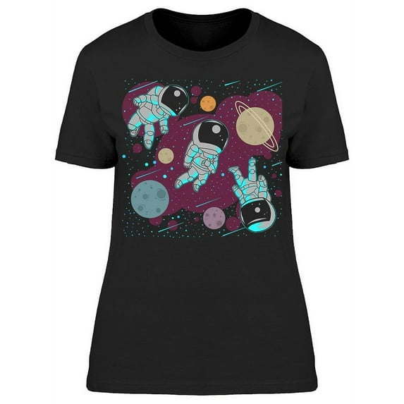 Astronauts Floating In The Space T-Shirt Women -Image by Shutterstock, Female 3X-Large