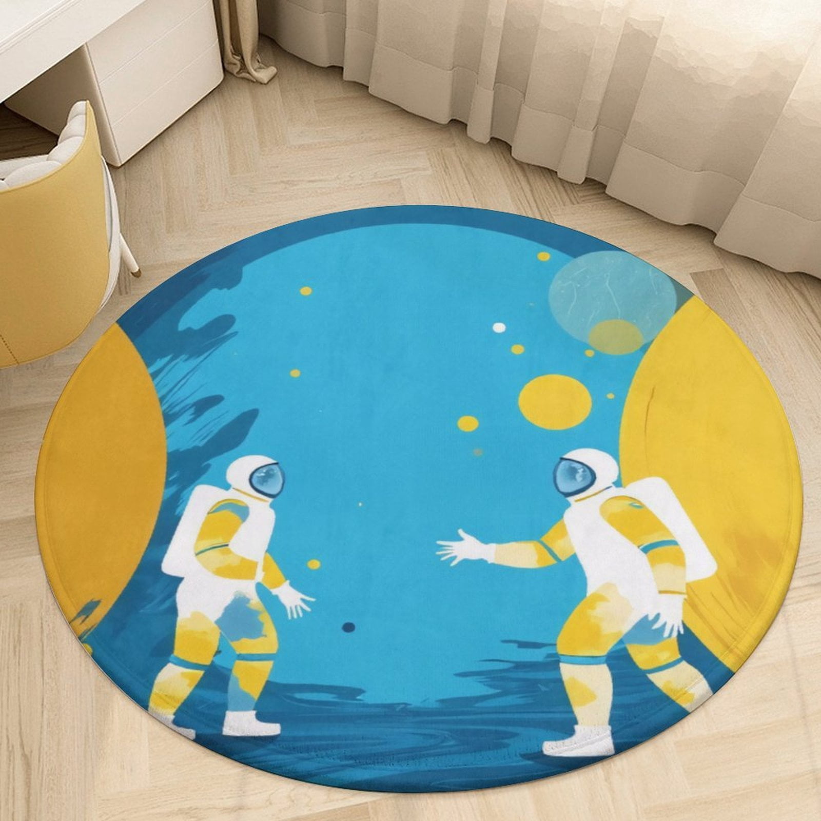 Astronauts Meeting in Space Round Area Rugs for Bedroom Living Room ...