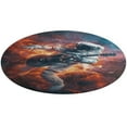 thumbnail image 1 of Astronauts Play Guitar in Space Soft Bedroom Round Area Rug, Washable Cute Nursery Circle Throw Mat, Non-Slip Contemporary Small Low Pile Floor Carpet for Dorm Bedside, 1 of 7