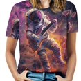 thumbnail image 1 of Astronauts Play Guitar in Space T Shirts Basic T-Shirt Short Sleeve Ladies Tee Shirt Summer Graphic Clothing, 1 of 6