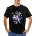 thumbnail image 1 of Astronauts Ride A Shark Men’s Graphic T-shirt Vintage Short Sleeve Sport Tee Black 4XL, 1 of 5