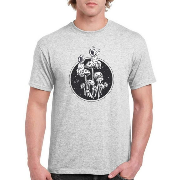 Astronauts Sitting On Mushrooms T-Shirt Men -Image by Shutterstock, Male Small
