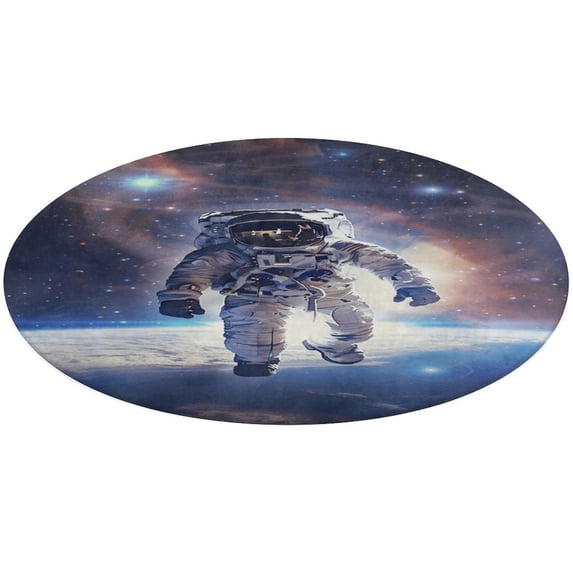 Astronauts in Space Washable Round Rug -Circle Area Rugs for Nursery Bedroom, Vintage Non Slip Non Shedding Low Pile Carpet for Living Room Coffee Table Entryway