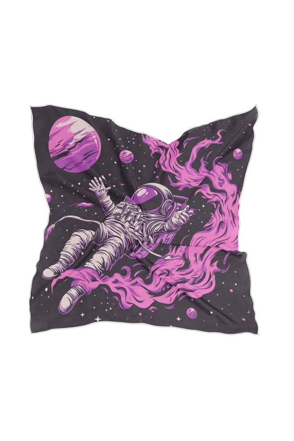 Astronauts Surrounded by Smoke Women's Fashion Soft Scarf Square Satin Head Scarf Neck Scarf Head Hair Wraps