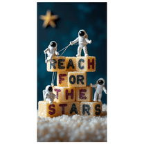 Astronauts Theme Ice Block Style Banner Reach Stars Backdrop Party Decorations Photography Props Background for Celebration Event Decor Backdrop Party Supplies Festival Decor