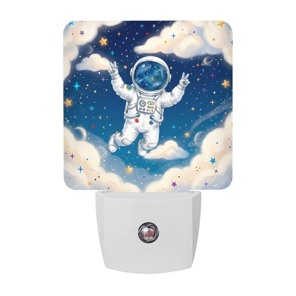 Astronauts Universe Night Lights, Color Star Dreamy Sky Cloud Cartoon Smart Auto Dusk to Dawn Sensor Nightlights Plug-in Nightlight for Bedroom Bathroom Living Room Kitchen Hallway