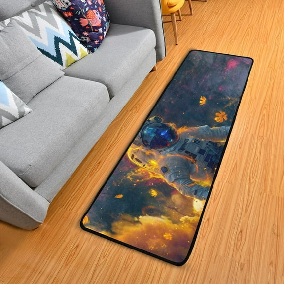 Astronauts in Space 7224 inch Runner Rug Non-Slip Pads Ares Rugs Washable for Bedroom Bathroom Living Room