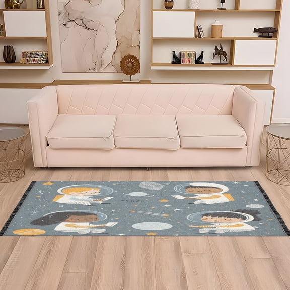 Astronauts in Space Art 72x23.5" Bedroom Runner Rug, Durable and Non-Slip for Hallways and Living Rooms