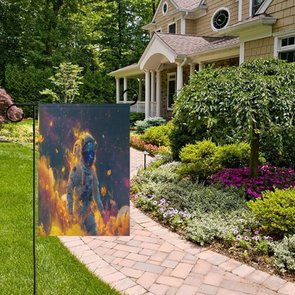 Astronauts in Space Garden Flag Double Sided 12 x 18 Inch Outside Yard Decoration Outdoor Flag