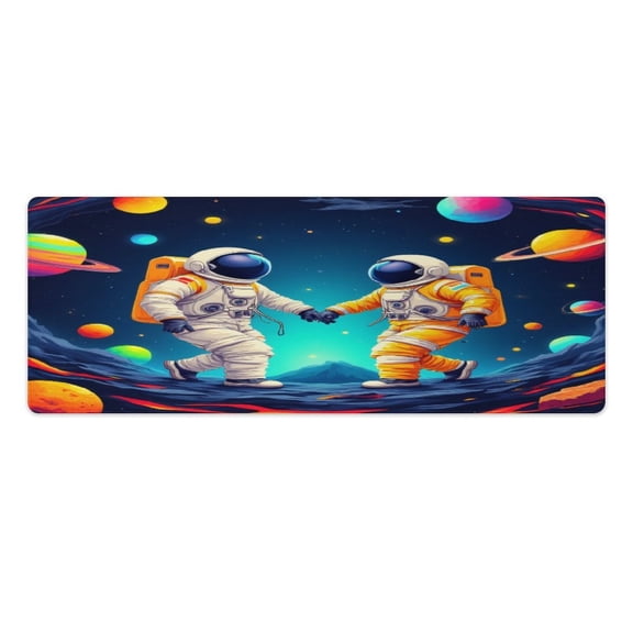 Astronauts in Space Kitchen Mats Pvc 2PCS, Non-Slip Kitchen Pvc Mats And Rugs,Cushioned Anti Fatigue Standing Mat for Home