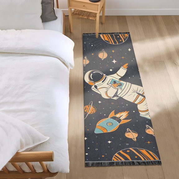 Astronauts in Space Runner Area Rug 2x6 Soft Non-Slip Washable Bedside Carpet for Hallway Bedroom Living Room Home Decor
