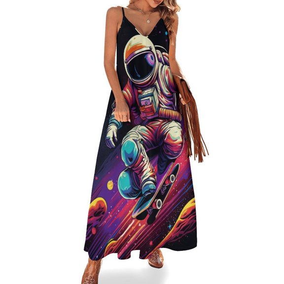 Astronauts in Space Sleeveless Dress Women's Luxury Party Dress Birthday Dresses for Women