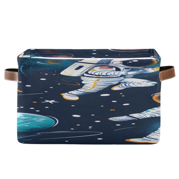 Astronauts in Universe Planets Stars Square Storage Bins with Handles Collapsible Containing Box 1 Pack
