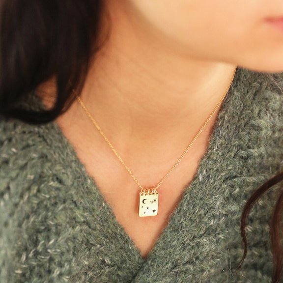Astronomical Notebook Star And Moon Necklace Vacuum Plating