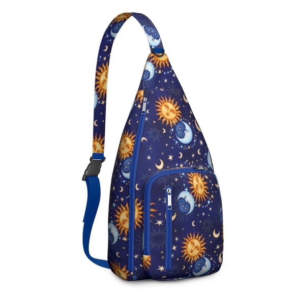 Astronomical Sling Backpack - Ethereal Constellation & Eclipse Print, Water-Resistant Anti-Theft Bag for Alternative Travel