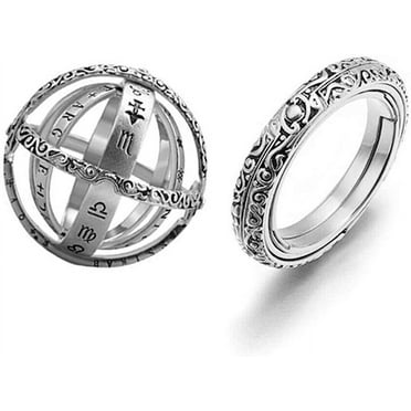 Astronomical Sphere Ball Ring Pendant Necklace Foldable Cosmic Finger Ring Magical Vintage Hip Hop Pendant Titanium Steel Fashion Jewelry