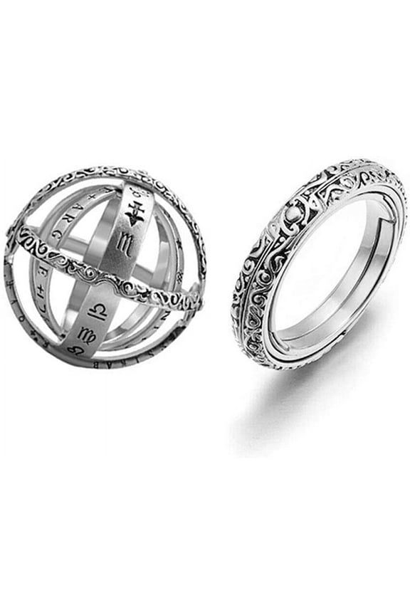 Astronomical Sphere Ball Ring Pendant Necklace Foldable Cosmic Finger Ring Magical Vintage Hip Hop Pendant Titanium Steel Fashion Jewelry