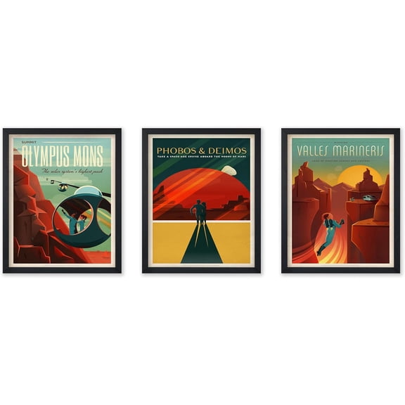 Astronomy Canvas Wall Poster - Olympus Mons Space Travel Poster - 8x10 Unframed Wall Art - Great Gift for Astronomers - Wall Decor Home, Living Room - Phobos and Deimos - Valles Marineris