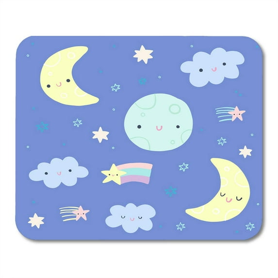 Astronomy Colorful Celestial Cute Night Sky Clip with Moons Shooting Stars and Clouds Adorable Baby Mousepad Mouse Pad Mouse Mat 9x10 inch