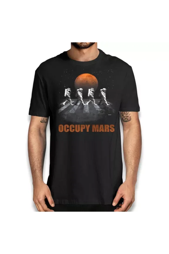 Astronomy Occupy Mars Graphic Tee Shirt - Astronauts Walking In Space T-Shirt Unisex S-5XL Hot Trending Shirt, Vintage Birthday Gift