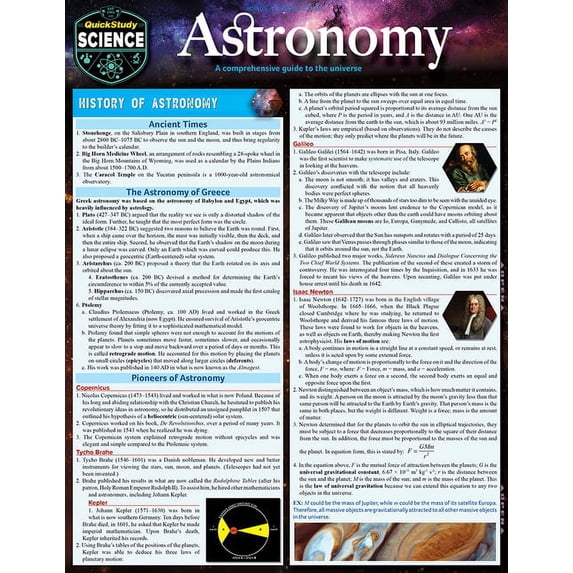 Planet Study Guide Astronomy : QuickStudy Laminated Reference Guide to Space, Our Solar ...